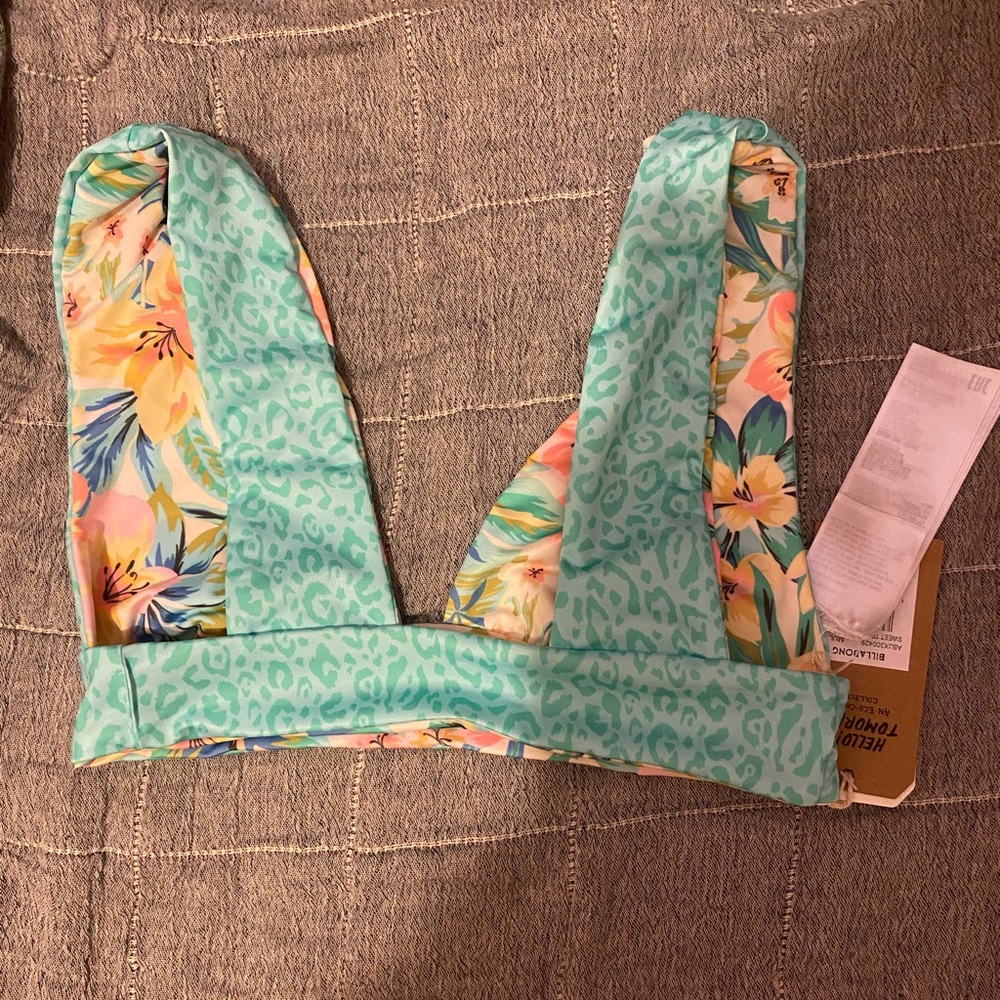 multi colored billabong swimsuit top